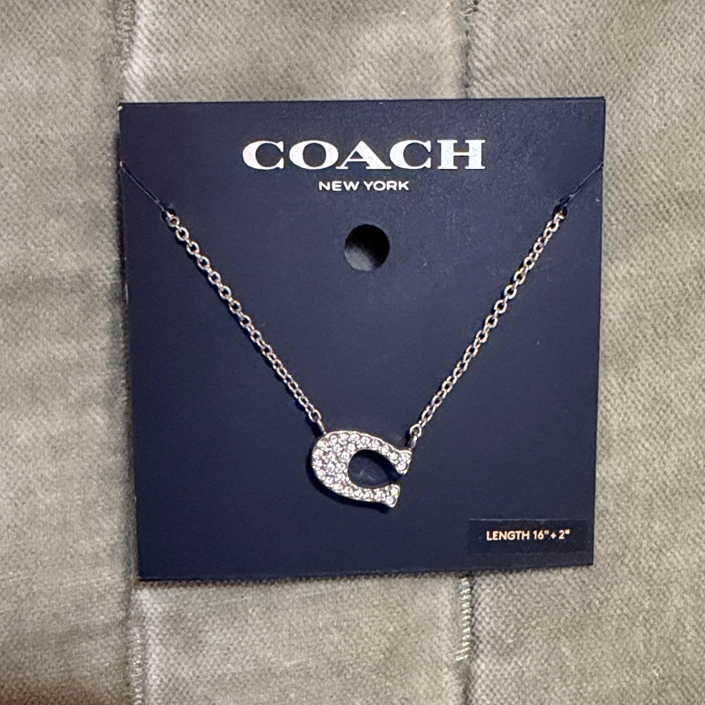 Coach Silver Necklace with Sparkling Pendant